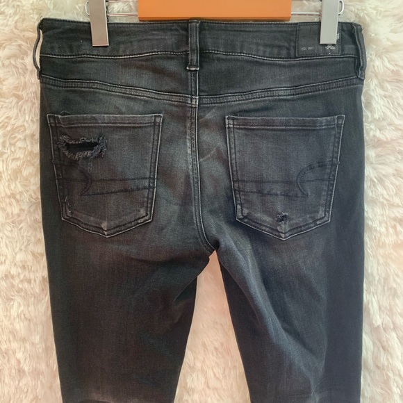 American Eagle Size 8 Mid Rise Black Denim - Picture 6 of 7